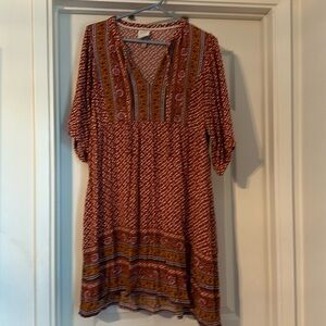 Knox Rose- 1/2 sleeve BOHO Summer/Fall Mini Dress Sz LG